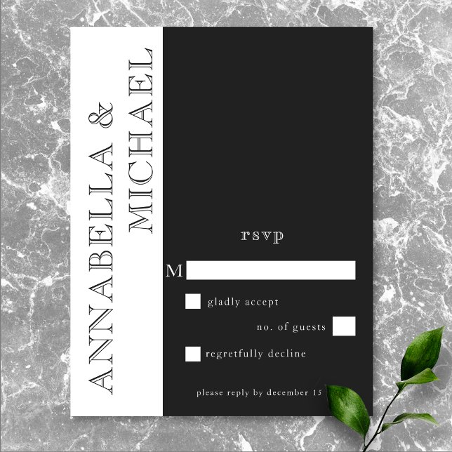 Modern Typography Black White Wedding RSVP Card (Modern Typography Black White Wedding RSVP Card)