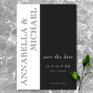 Modern Typography Black White Wedding Save The Date
