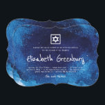 Modern Typography Blue Watercolor Bat Mitzvah Invitation<br><div class="desc">Composed of playful script and serif typography; All against a backdrop of blue watercolor background. 

This is designed by Select Party Supplies,  exclusive for Zazzle.

Available here:
http://www.zazzle.com/selectpartysupplies</div>