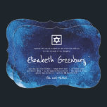 Modern Typography Blue Watercolor Bat Mitzvah Invitation<br><div class="desc">Composed of playful script and serif typography; All against a backdrop of blue watercolor background. 

This is designed by Select Party Supplies,  exclusive for Zazzle.

Available here:
http://www.zazzle.com/selectpartysupplies</div>