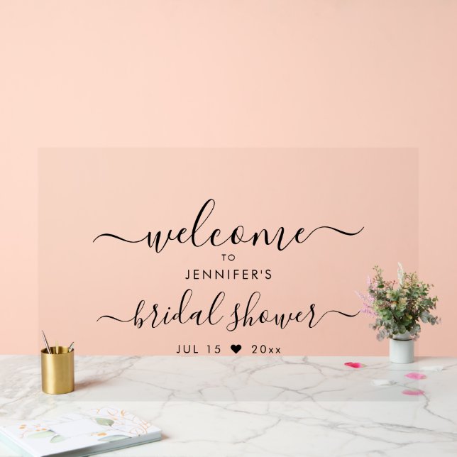 Modern Typography Bridal Shower Welcome Black Acrylic Sign (Wedding)