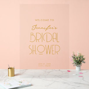 Modern Typography Bridal Shower Welcome Gold Acrylic Sign