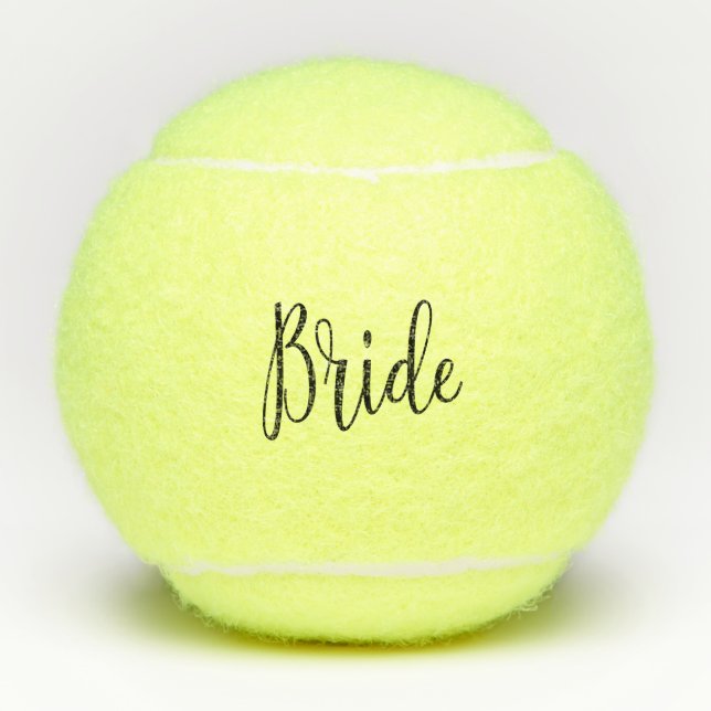 Modern Typography Bride Tennis Balls (Front)
