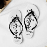 Modern Typography "Bridesmaid" Flip Flops<br><div class="desc">Personalized Bridal party flip-flops featuring an stylish and trendy script typography. Customize with the bride and groom's monogram, wedding date, and bridesmaid's name for a one of a kind design! Looking for a custom colour? No problem! Just send your request to heartlockedstudio at gmail dot com and we'll get back...</div>