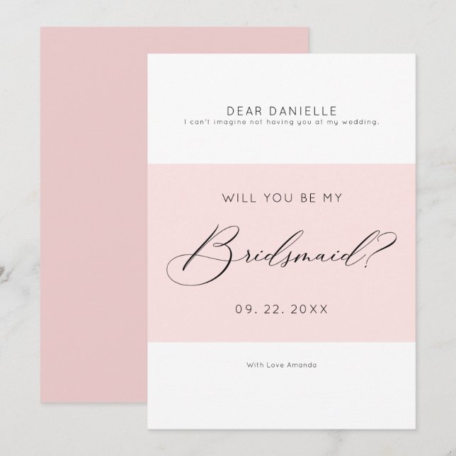 Modern typography Bridesmaid minimalistic invite (Front/Back)
