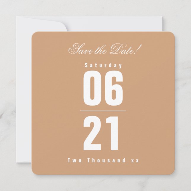 Modern Typography Bronze Save the Date (Front)