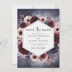 Modern Typography Burgundy Wedding Save The Date