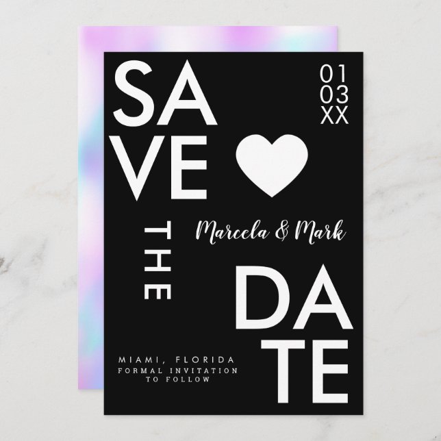 Modern Typography Candy Abstract Save The Dates Card (Front/Back)