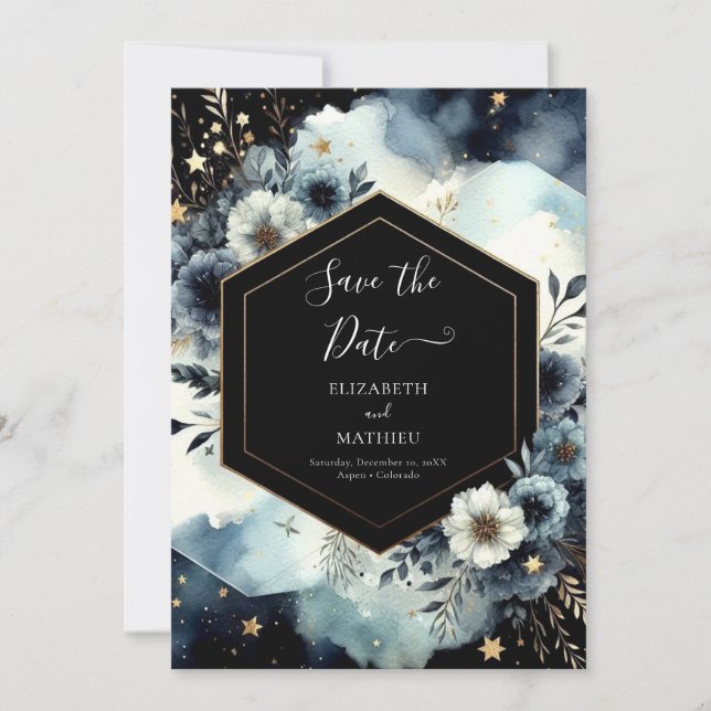 Modern Typography Celestial Wedding Save The Date (Front)