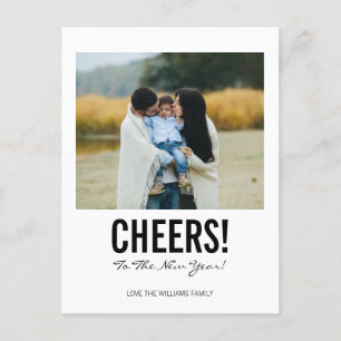 Modern Typography Cheers New Year's Photo Postcard