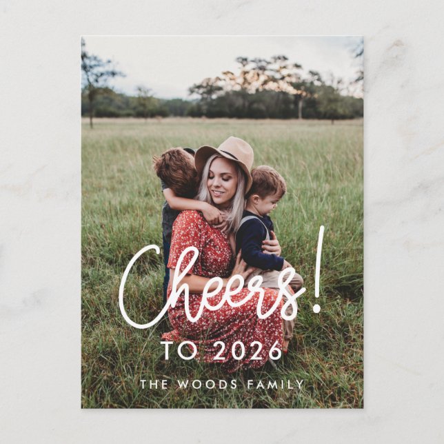 Modern typography Cheers to 2026 New Year's photo Postcard (Front)