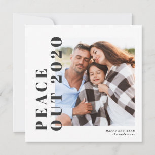 Modern typography chic peace out new year holiday card