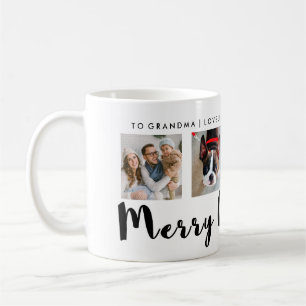 Modern Typography Christmas Four Photo Grid Coffee Mug