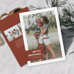 Modern Typography Colour Block Photo Christmas Holiday Card