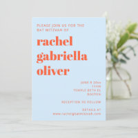 Modern Typography Cool Blue Orange Bat Mitzvah