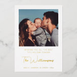 Modern Typography Custom Greeting Photo Gold Foil Holiday Card<br><div class="desc">Make a statement this holiday season with a simple modern typography custom greeting card, featuring a sleek design with gold foil accents. Add your favourite photo for a personal touch, creating a stylish and elegant holiday card that’s perfect for sending warm wishes to friends and family. Ideal for Christmas, New...</div>