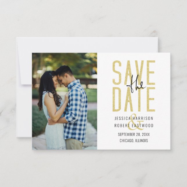 Modern Typography Custom Photo Simple Save The Date (Front)