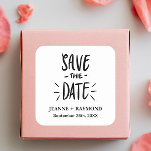 Modern Typography Custom Wedding Save the Date Square Sticker