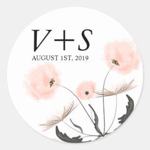 Modern Typography Dandelion Wedding Custom Favour Classic Round Sticker