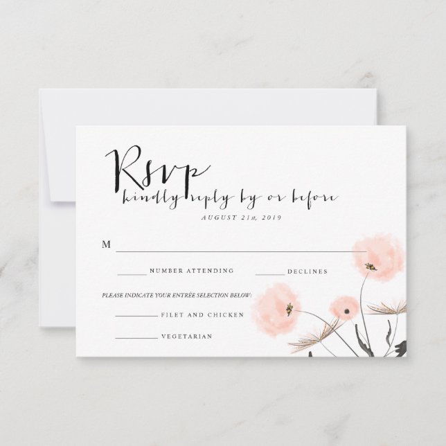 Modern Typography Dandelion Wedding RSVP Card (Front)