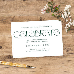 Modern Typography Dark Green Graduation Party Enclosure Card