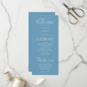 Modern Typography Denim Blue Wedding Program