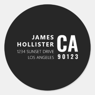 Modern Typography Design | Black & White Classic Round Sticker