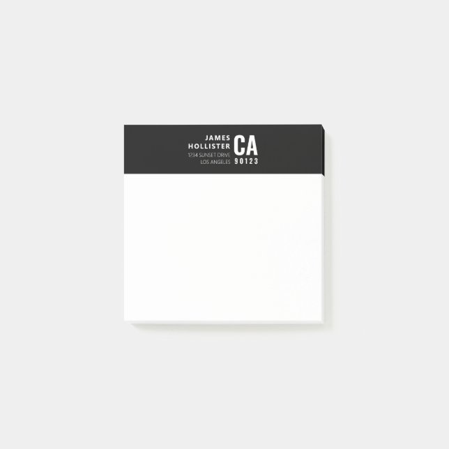 Modern Typography Design | Black & White Post-it Notes (Front)