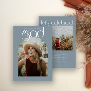 Modern Typography Dusty Blue 2 Photo Graduation Invitation