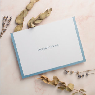 Modern Typography Dusty Blue Border Stationery Card