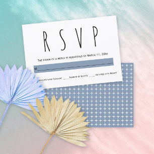 Modern typography dusty blue wedding RSVP card
