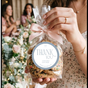 Modern Typography Dusty Blue Wedding Thank You  Classic Round Sticker