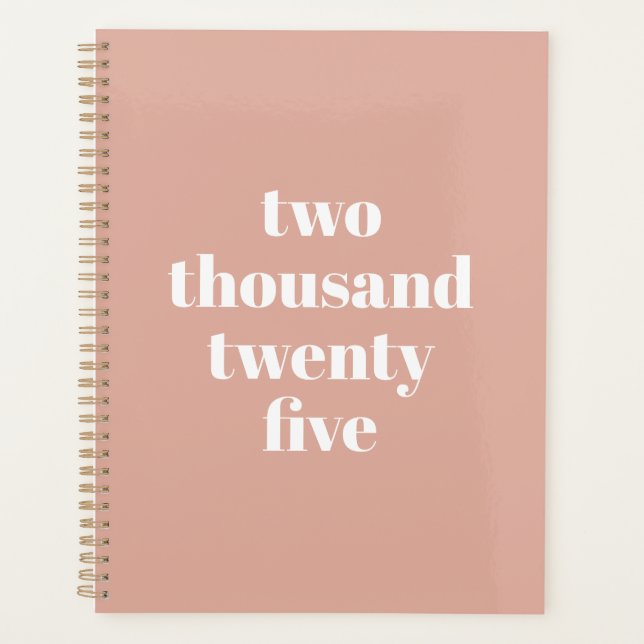 Modern typography dusty pink custom year text planner (Front)