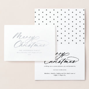 Modern typography elegant script Christmas Foil Ca Card