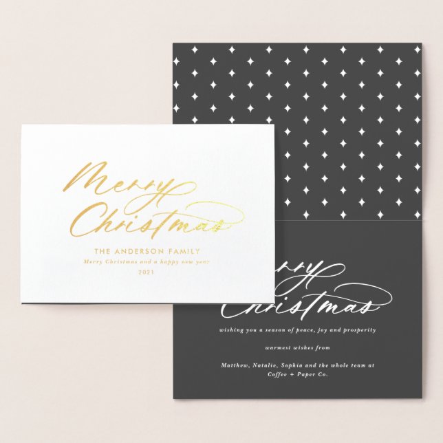 Modern typography elegant script Christmas Foil Card (Display)
