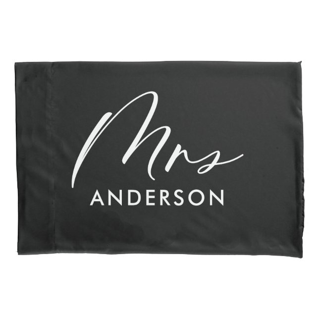 Modern typography elegant script mrs gift pillowcase (Front)
