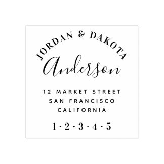Modern Typography & Elegant Script Return Address Rubber Stamp