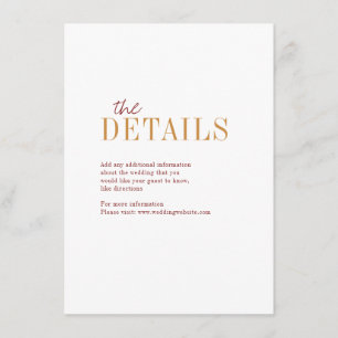 Modern typography fall wedding detail card