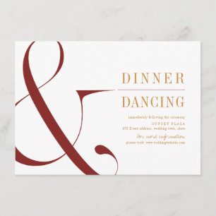 Modern typography fall wedding reception enclosure card