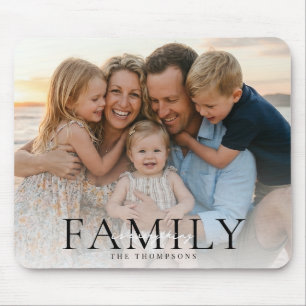 Modern Typography Family Name Keepsake Photo Gift Mouse Pad