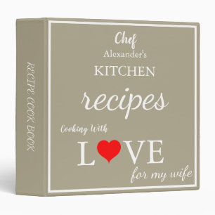 Modern typography family personalized cookbook binder