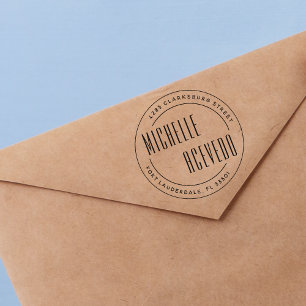 Modern Typography Formal Round Return Address Self-inking Stamp