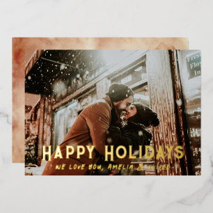 Modern Typography Full Photo Christmas Foil Holiday Card