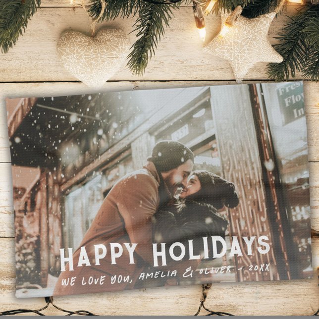 Modern Typography Full Photo Christmas Holiday Kitchen Towel (Creator Uploaded)