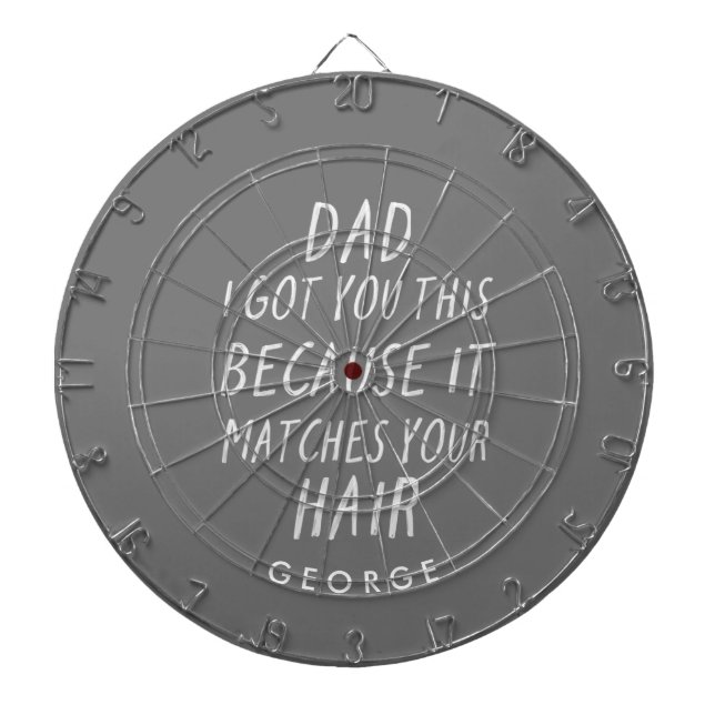 Modern typography funny dad grey hair fathers day  dartboard (Front)
