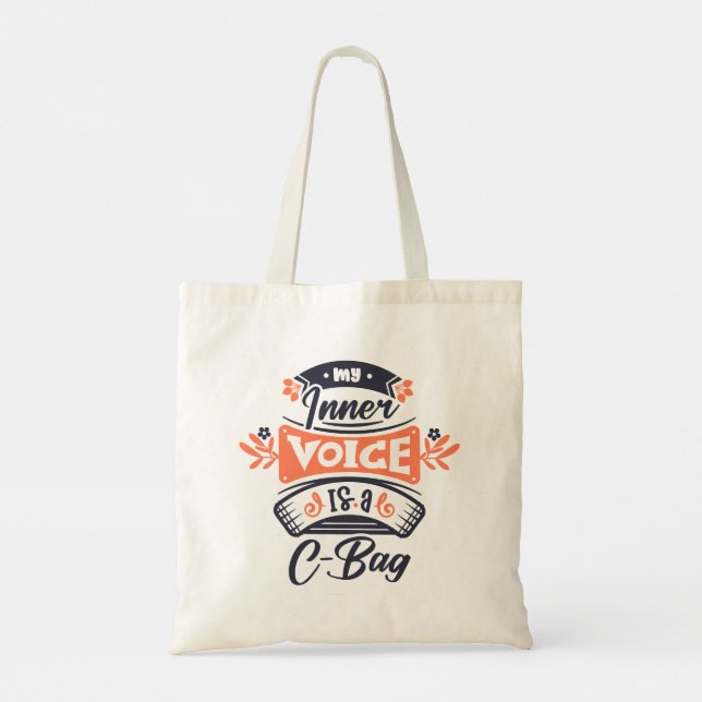 Modern Typography funny Quotes Tote Bag (Back)