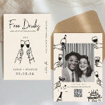 Modern Typography FunnyFree Drinks  Photo Qr Code  Save The Date<br><div class="desc">Modern Typography FunnyFree Drinks  Photo Qr Code</div>