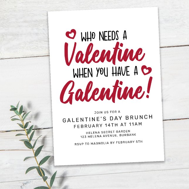 Modern Typography Galentine's Day Brunch Invitation (Creator Uploaded)