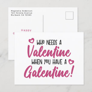 Modern Typography Galentine's Day Postcard