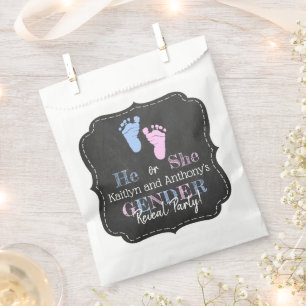 Modern Typography Gender Reveal Party! Baby Shower Favour Bag